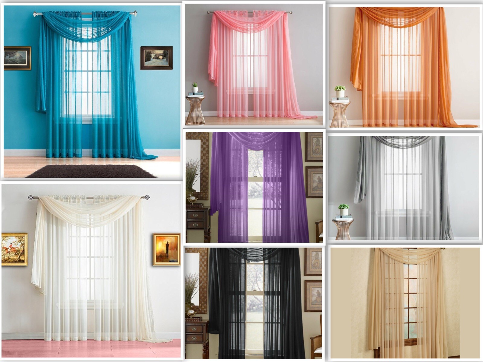 Empire Home 216″ Long Sheer Curtain Valance Window / Scarf Great Value 30 Colors