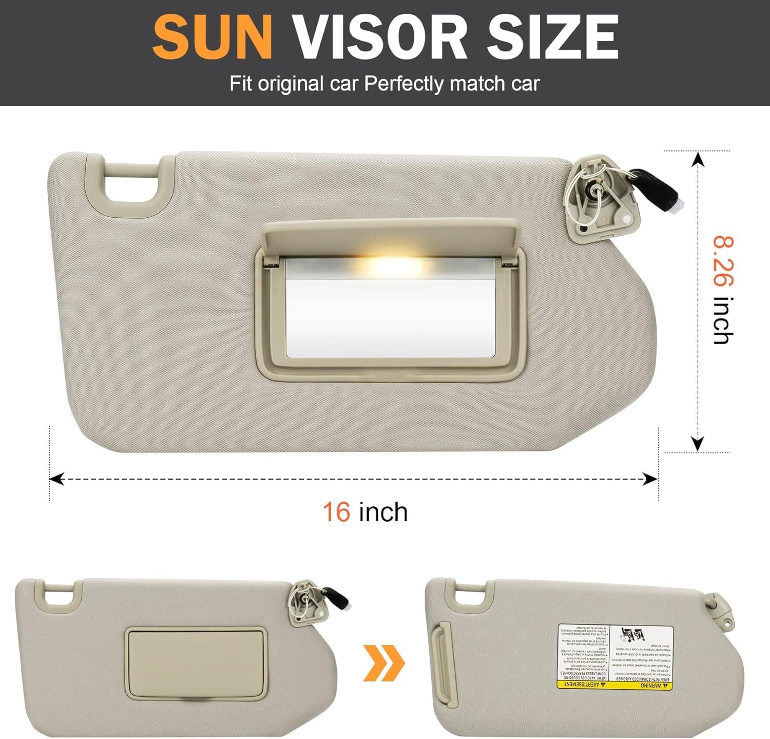 Left Driver Right Passenger Sun Visor Fit for Pathfinder 2013 2014 2015 Beige