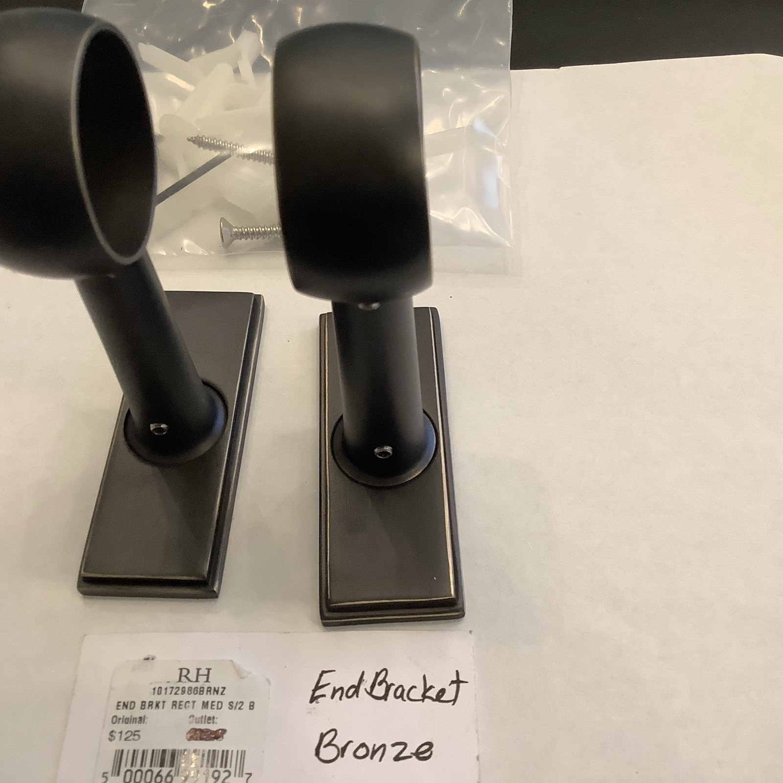 Restoration Hardware Easton End Brackets Rectangular Bronze Medium x2