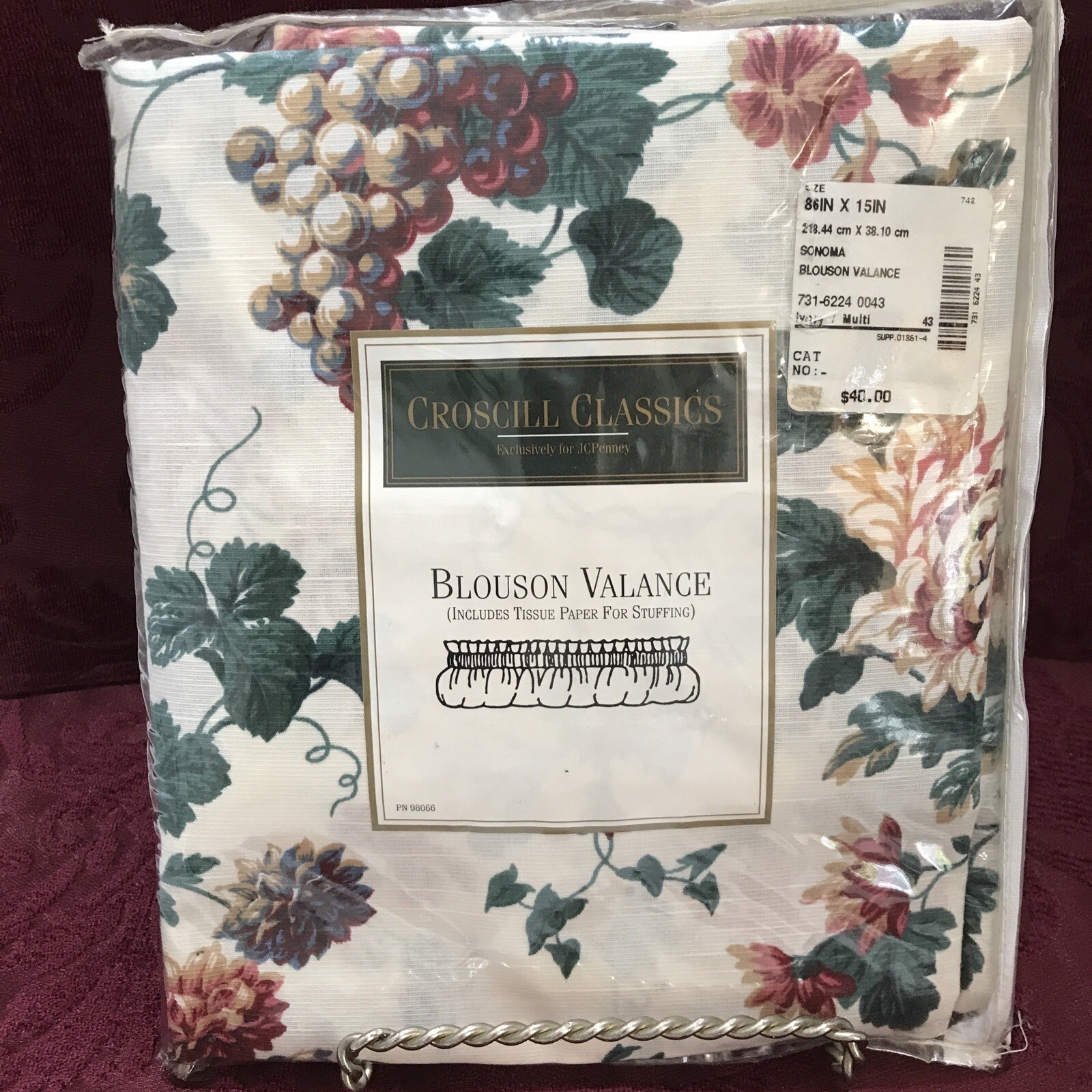 Croscill Classics SO SONOMA Blouson VALANCE 86”x 15” NOS green ivory multi