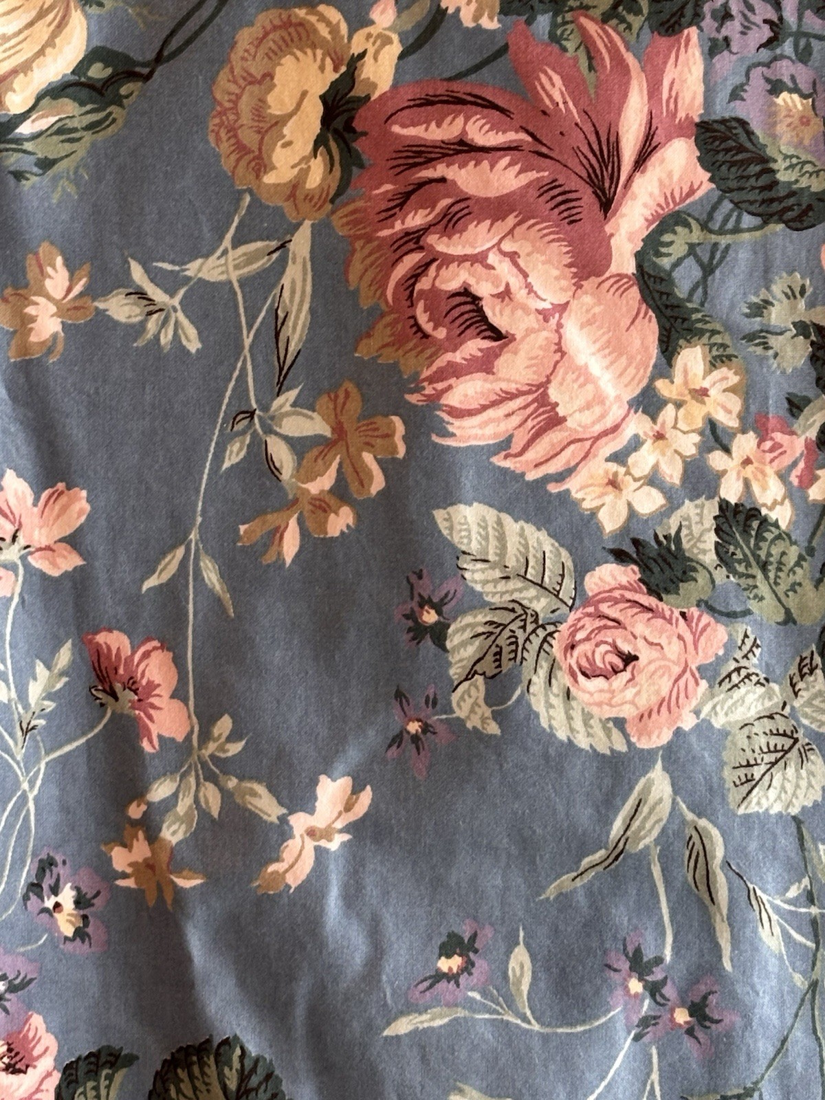 2 Pair Curtain Drapes Blue Pink White Chintz Floral 48”W Each Panel X88”L