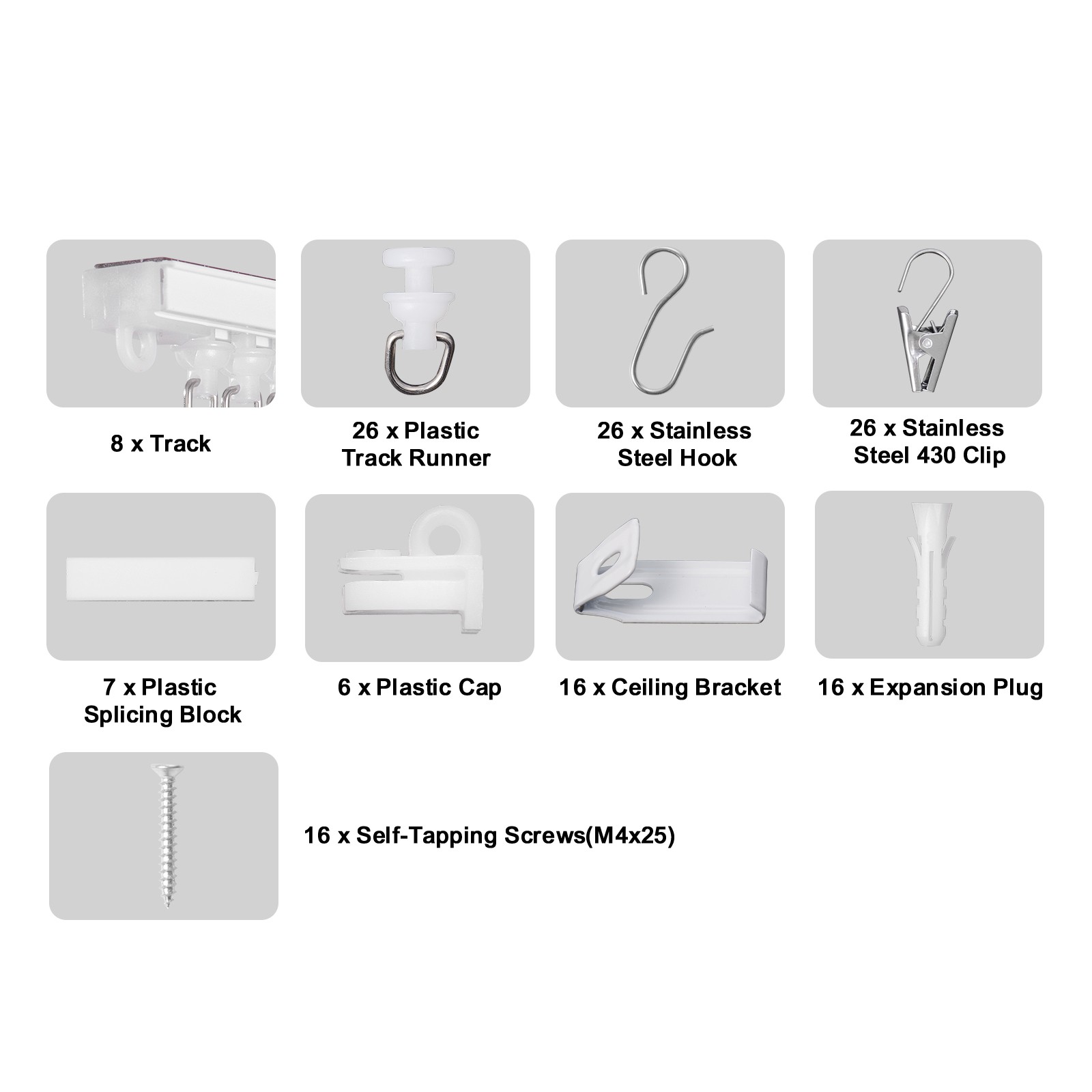 Uimoso Ceiling Curtain Track Set 9.9 FT/3 Meter Self Adhesive Room Divider White
