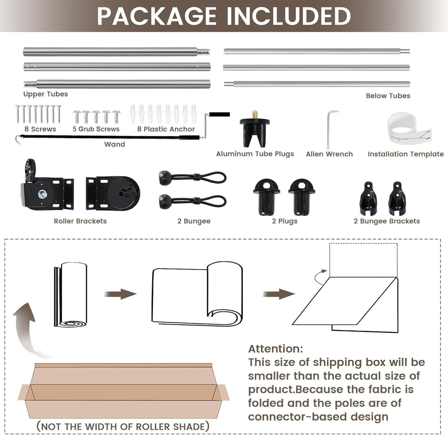 Outdoor Roller Shades for Patio, Mocha 10′ W x 8′ H Cordless Patio Shades Roll