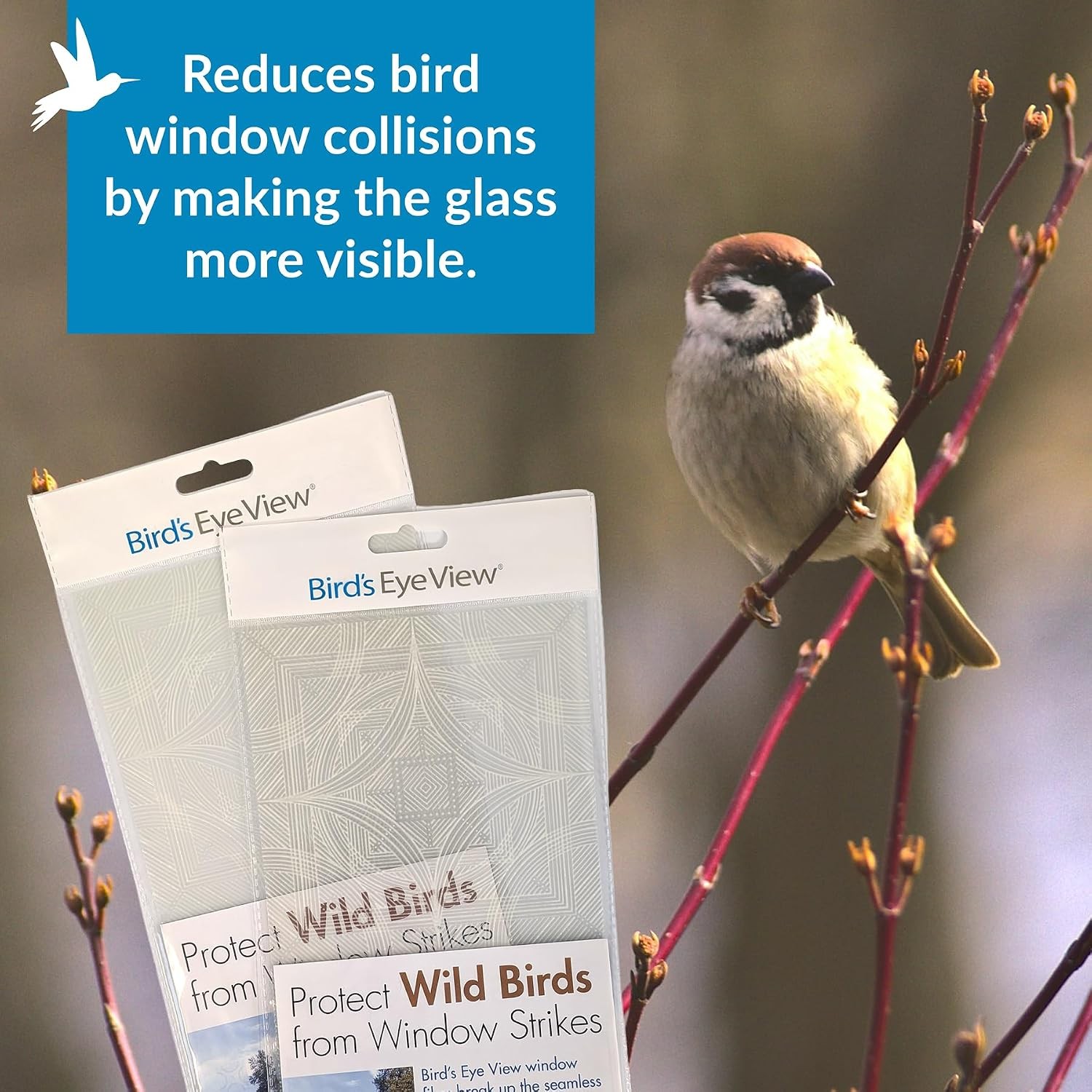 Bird’s Eye View Window Film Bird Deflectors by , Four-Pack, Static Cling,
