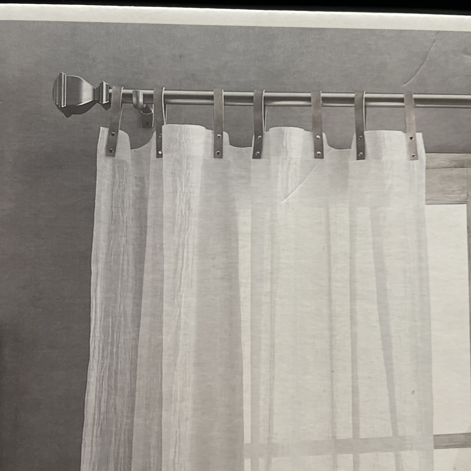 DKNY City Breeze Faux Leather Tab Window Curtain Panels – White – 50 x 96”