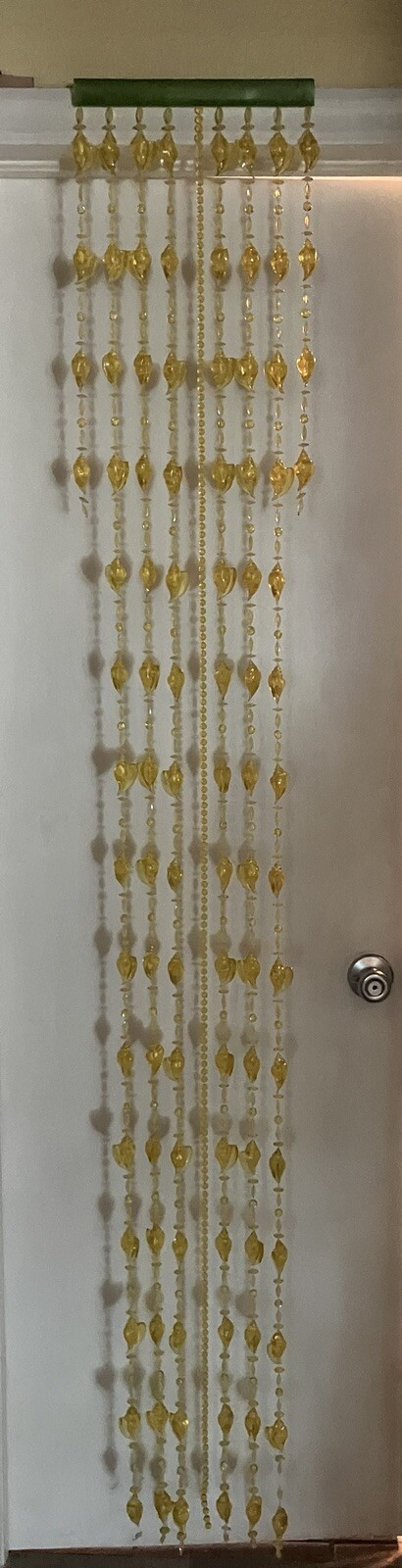 shells yellow green VINTAGE MCM MOLDED ACRYLIC LUCITE DOORWAY BEAD CURTAINs 60’s