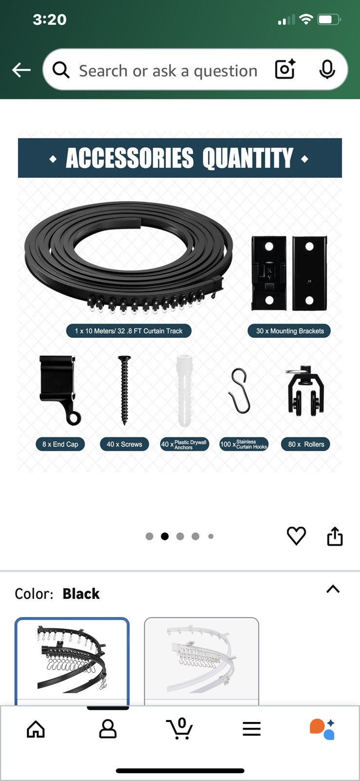 Curved Ceiling Curtain Track Bendable Mount for Curtain 32.8ft Black