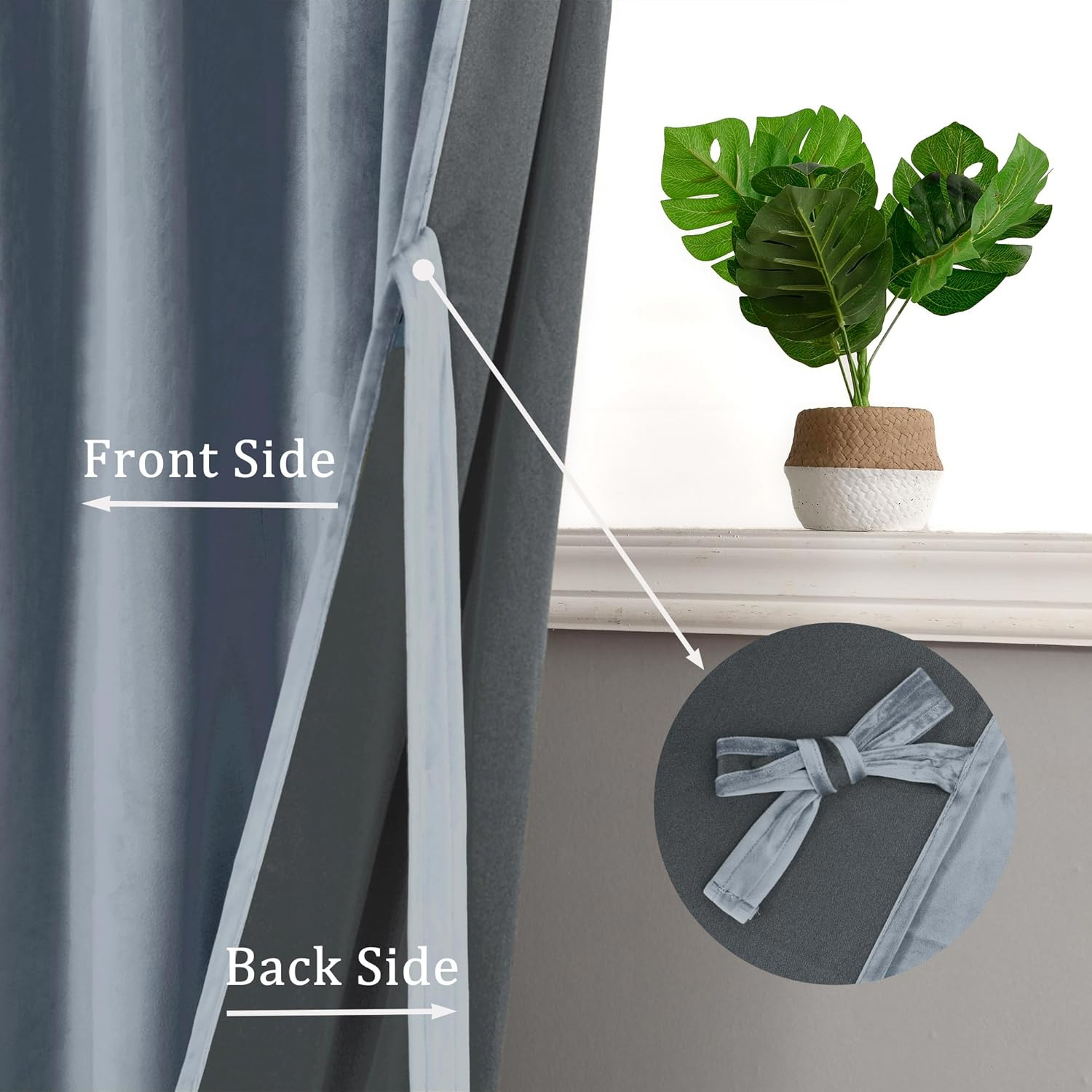 Velvet Curtains 108 Inches-Blackout Thermal Insulated Solid Soft Curtains for Be
