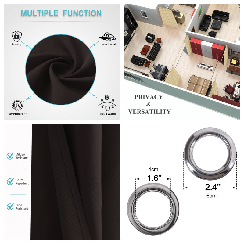2PC SOLID GROMMET CURTAIN PANEL UNLINED OUTDOOR PATIO DECOR SHADE SECTIONING K68