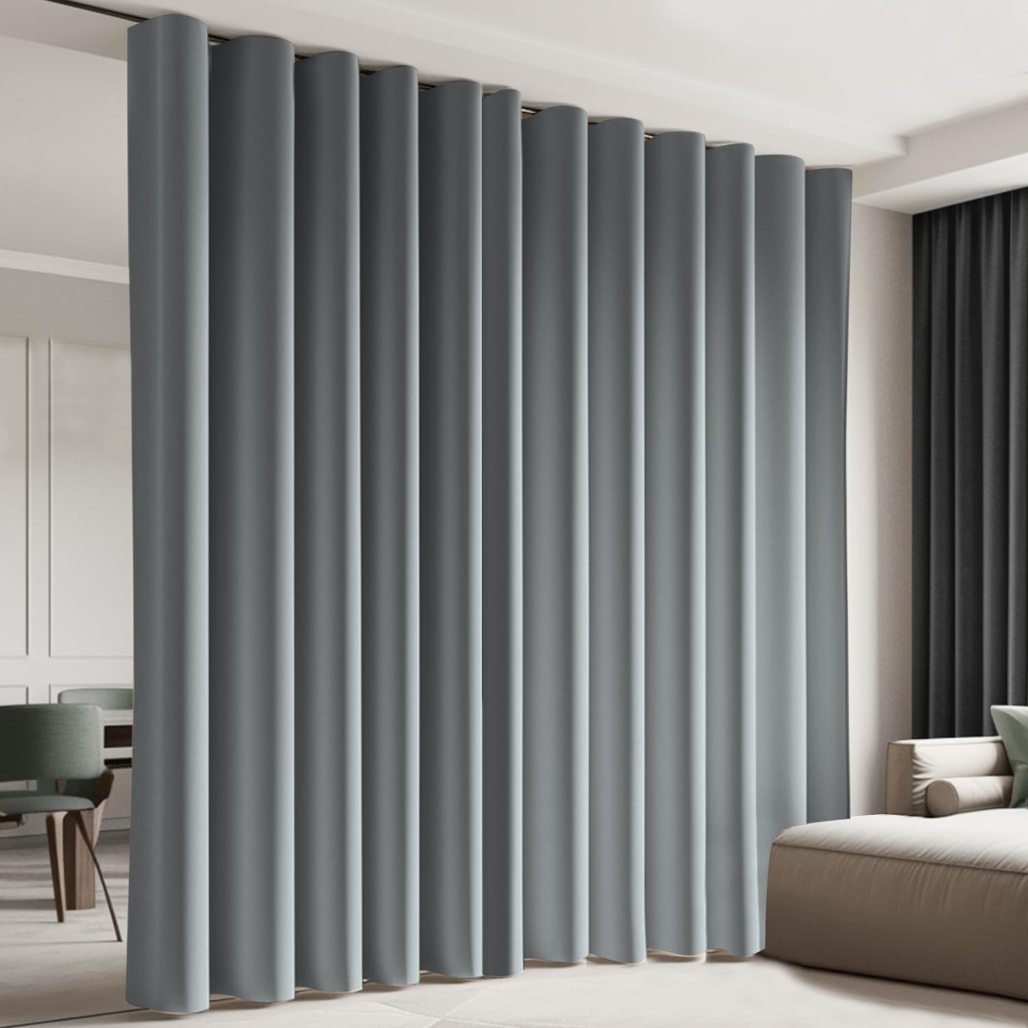 Cbsroro Room Divider Blackout Curtain W100 × L108 Inch Light Grey 1 Panel