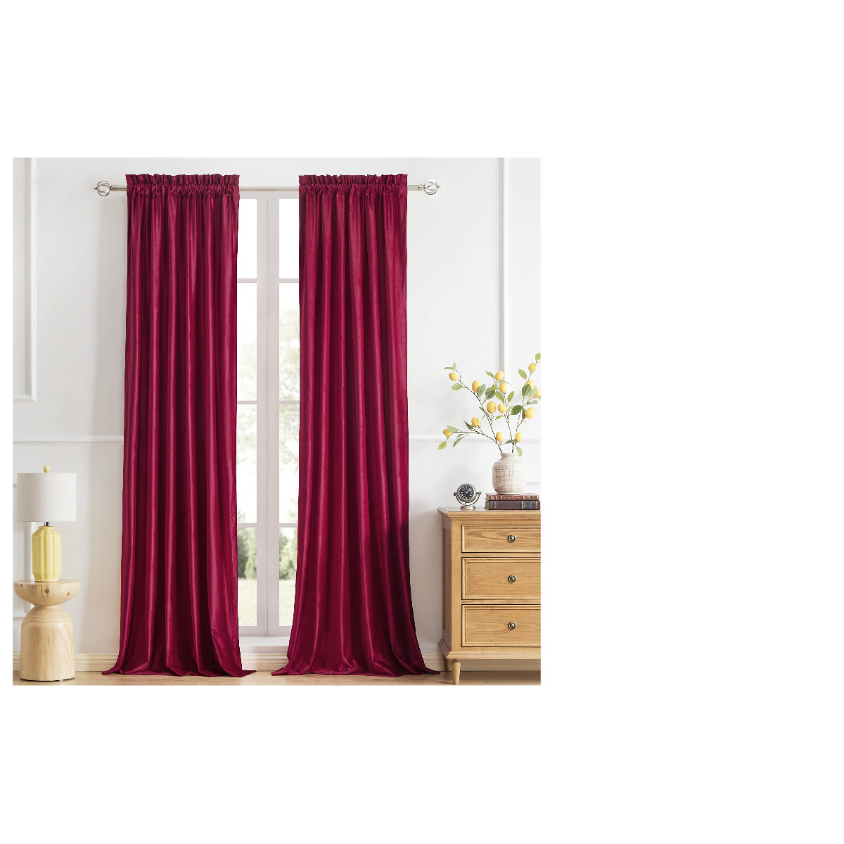 Primrose Ruby Red Velvet Curtains 84 Inches For Living Room Luxury Room