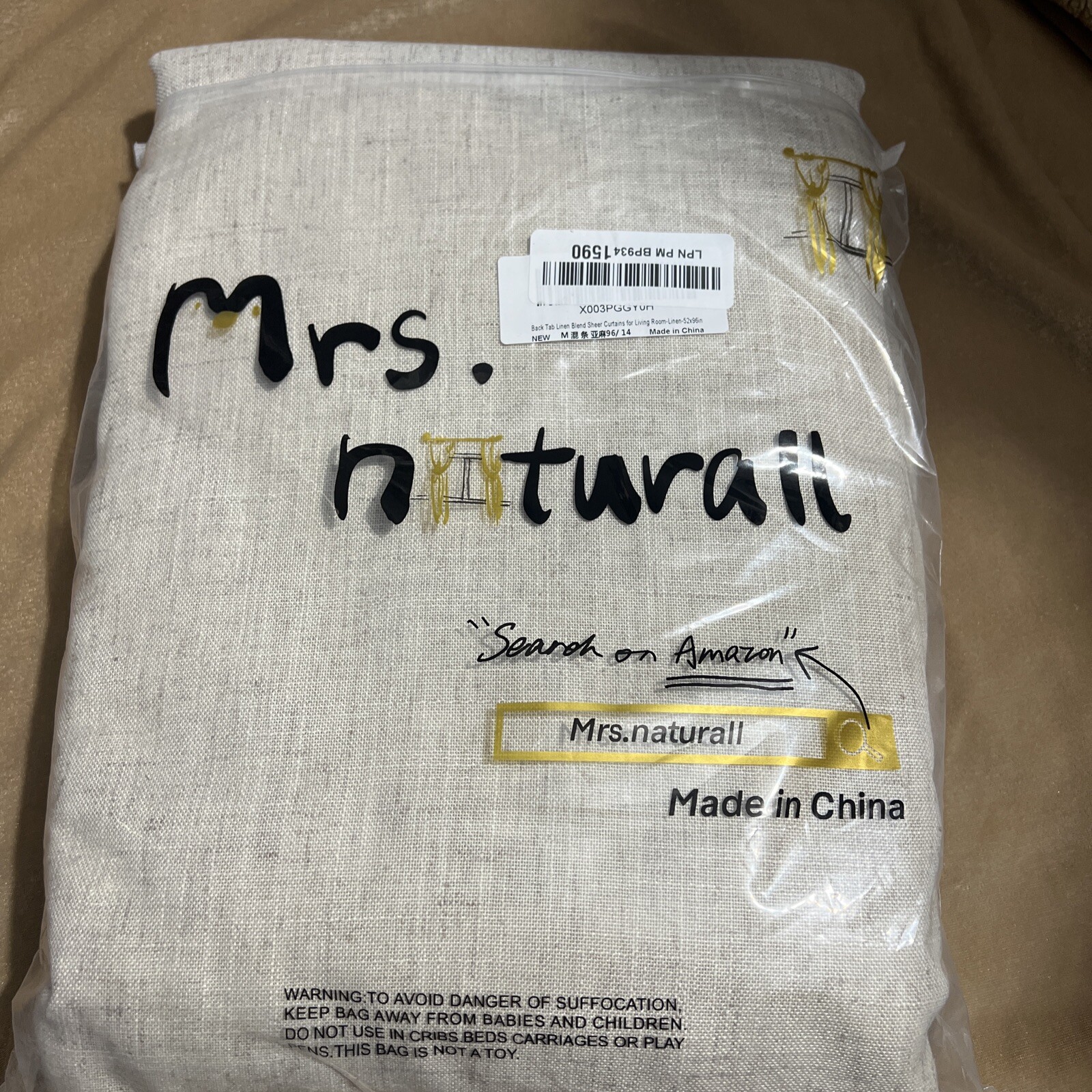 Mrs Naturall Rod Pocket Natural Colored 2×96″ 2 Panel Curtains Light Filtering