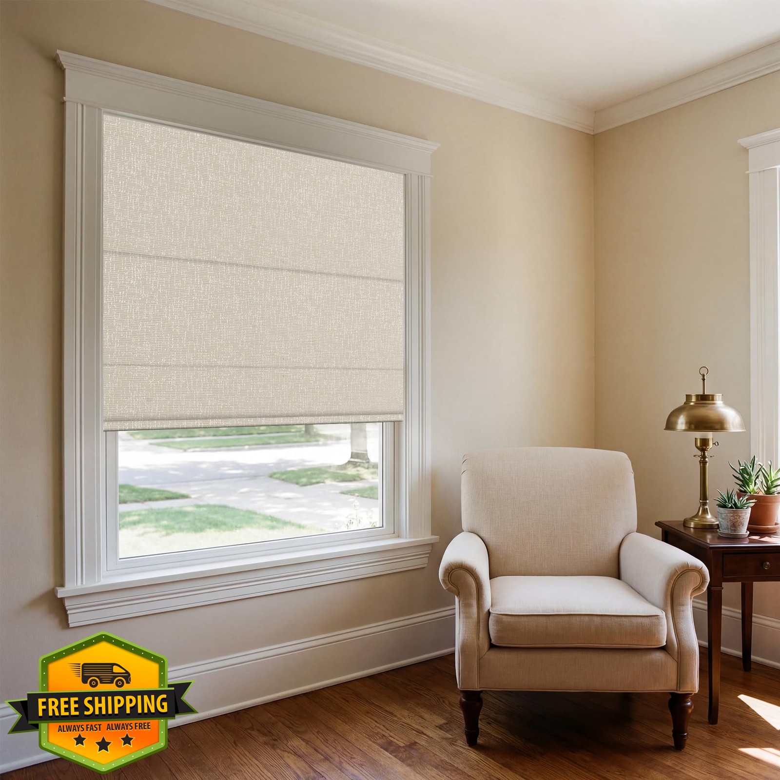 Sulugood 70% blackout Roman shades beige 46″W x 72″H