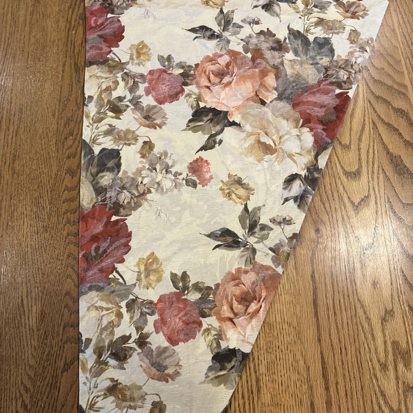 Set of 2 24×61” Floral Rose Lined Curtain Panels, Left & Right, Wide Rod Pocket