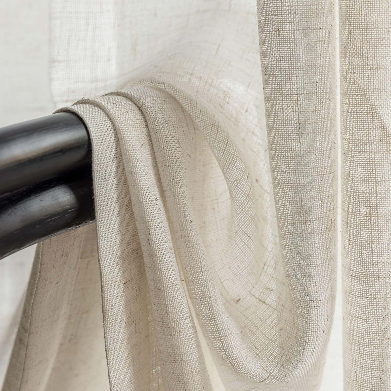 VOILYBIRD Palma Natural Linen Textured Semi Sheer Curtains for Living Room 96
