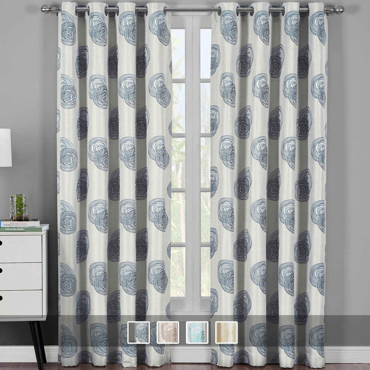 Lafayette Modern Abstract Jacquard Textured Grommet Top Curtain Panels ( Pair)