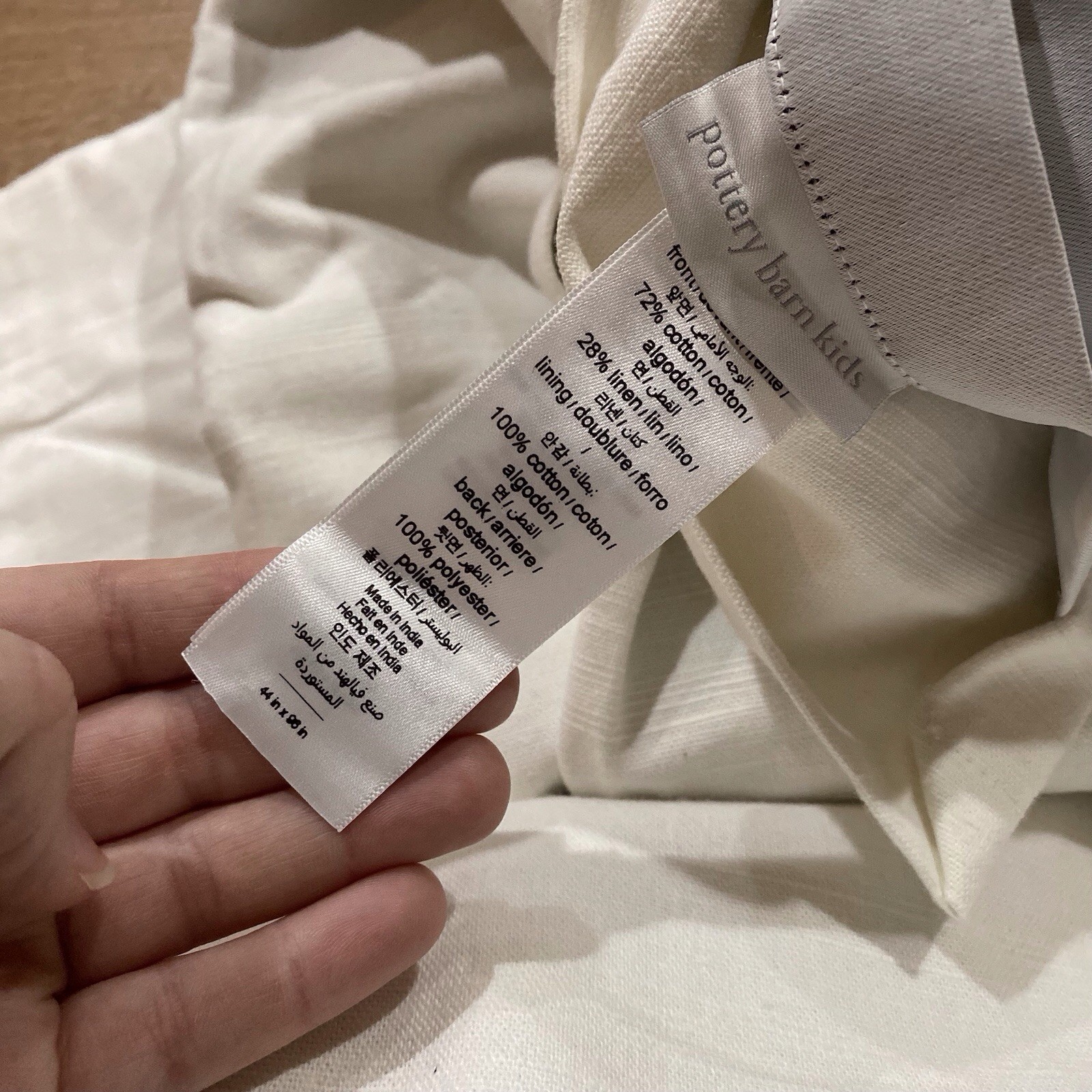 Pottery Barn Kids Evelyn Linen Blend Bow Valance Blackout Curtain Ivory 44 X 96
