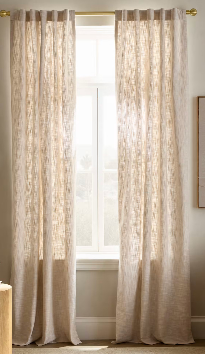 QUINCE Textured Cotton Light Filtering Curtain Panel 48×96 B106 Natural NWOT