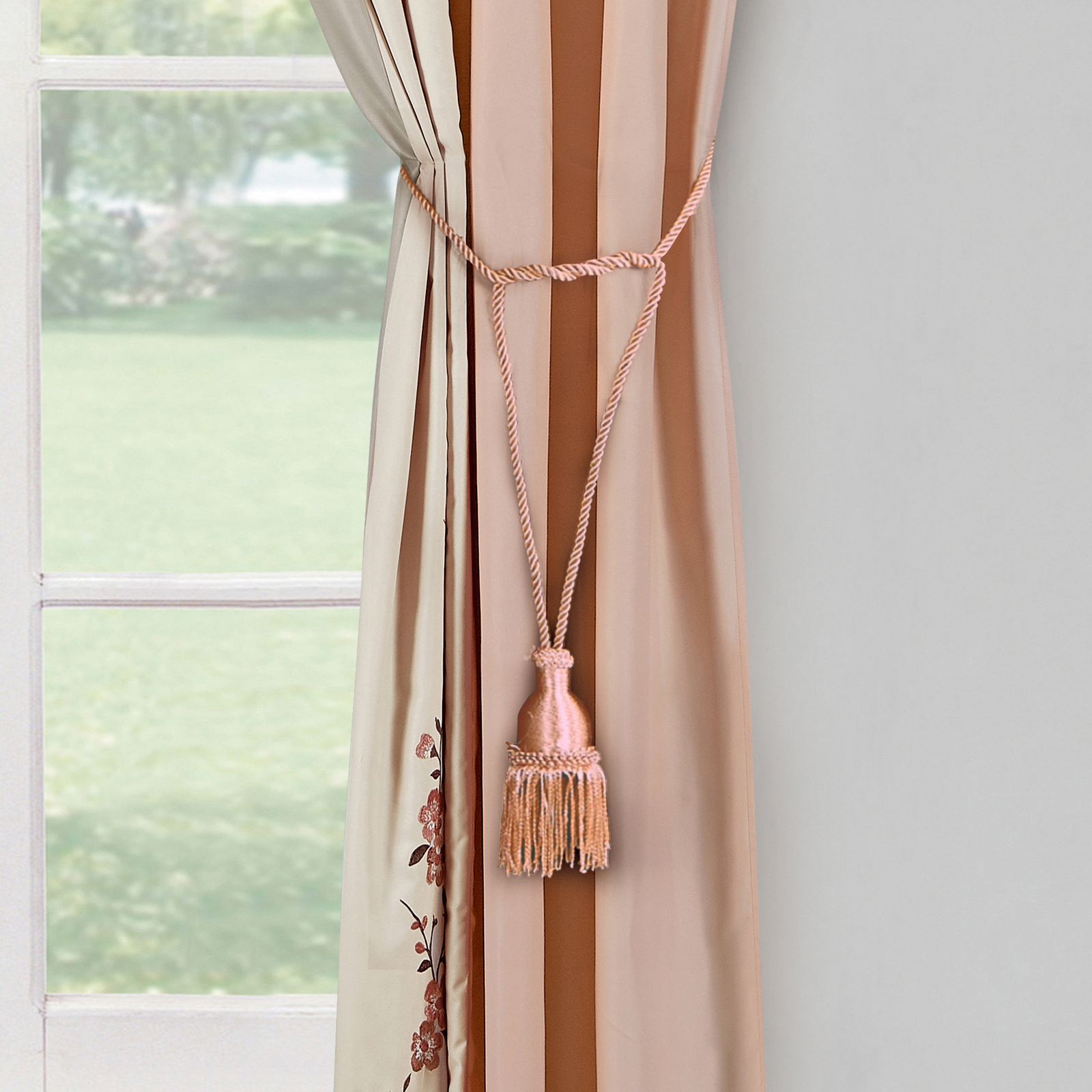 Chezmoi Collection Linnea 4-Piece Cherry Blossom Embroidery Window Curtain Set