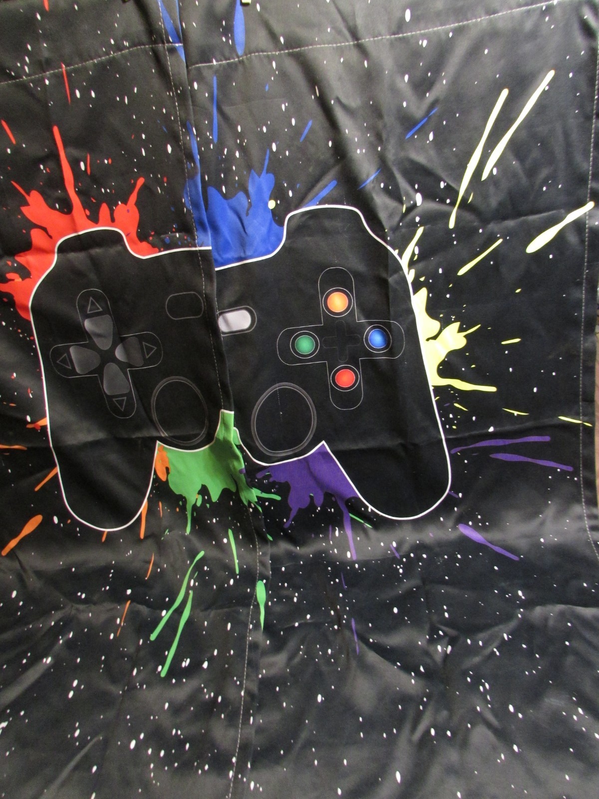 2pcs Game Controller Colorful Splash Window Curtain Bedroom Living Room 46″L 40W
