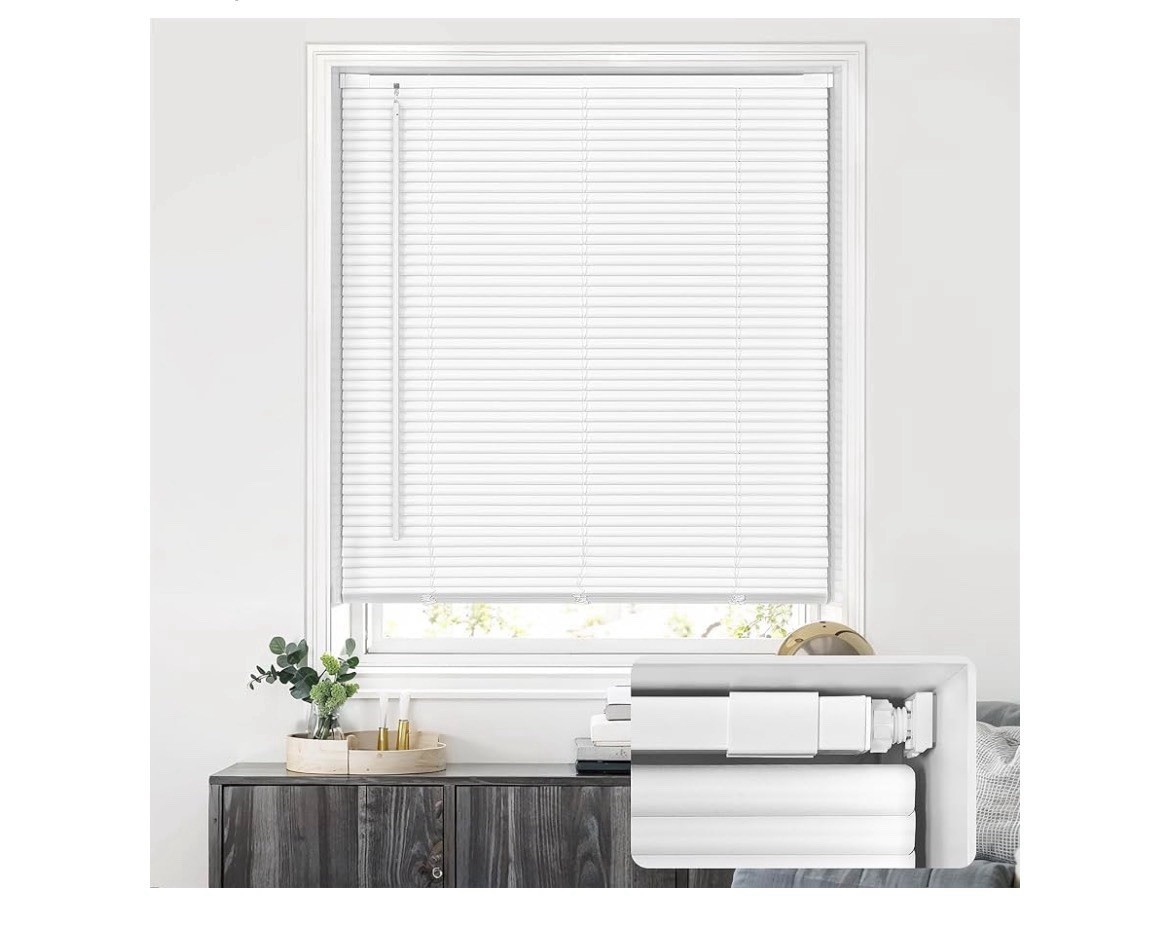0 Tools Drill Cordless Aluminum Mini Blinds 100% Privacy S-Curve 34 1/2”W X 64”H