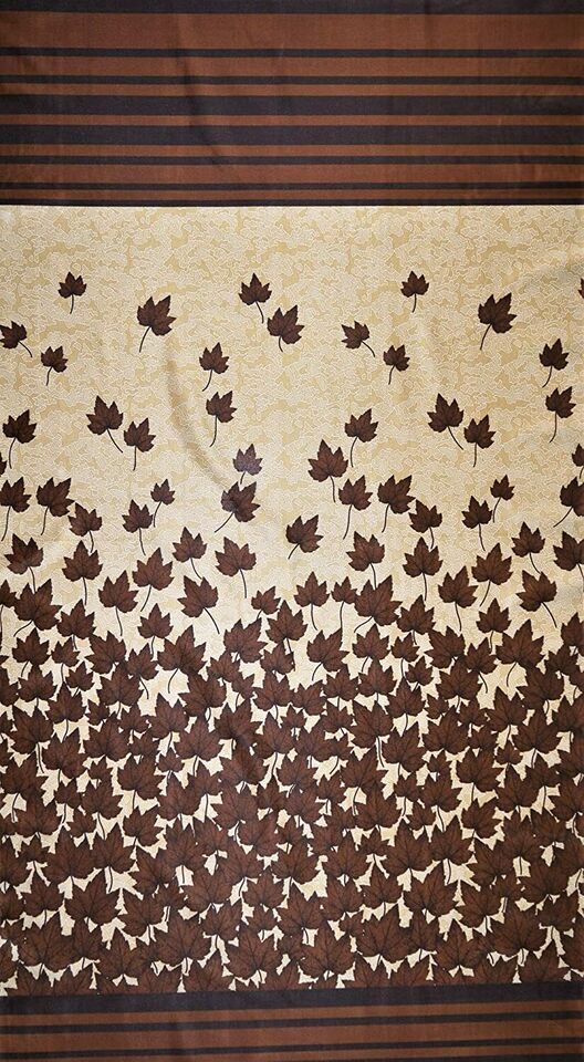 2 Piece Mapple Leaves Eyelet Grommet Door Window Curtains Set 5 7 9 Feet Brown
