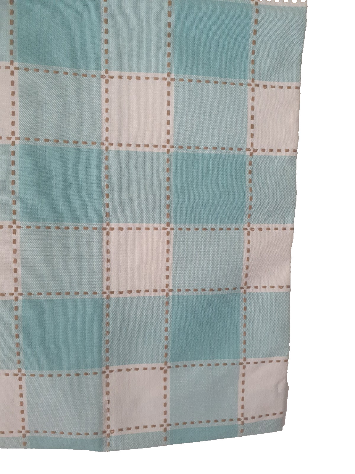 2 Window Rod Pocket Valance Aqua White Plaid Check Crisp Contemporary 44 x 12″
