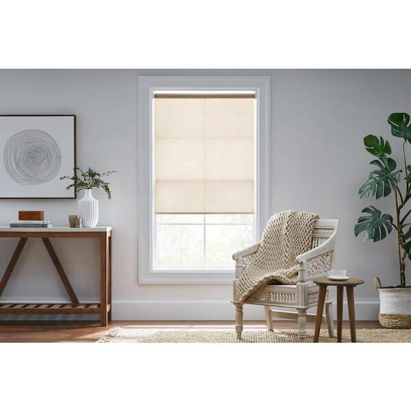 HDC Linen Cordless Light Filtering Fabric Roller Shade 46.25 x 72 Hubspace Motor
