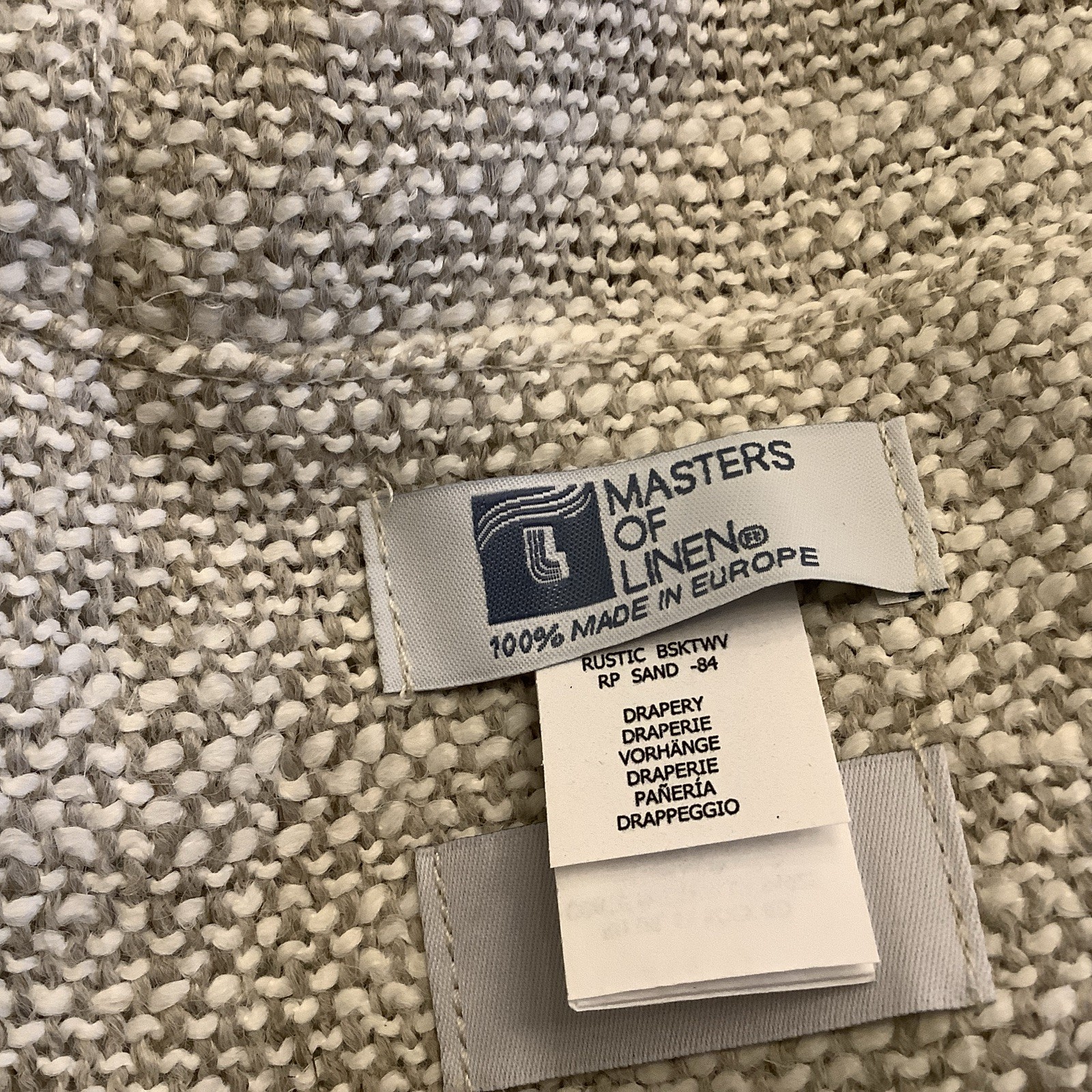 Restoration Hardware Belgian Linen Text Basketweave 84×50 Drapery Curtain Sand