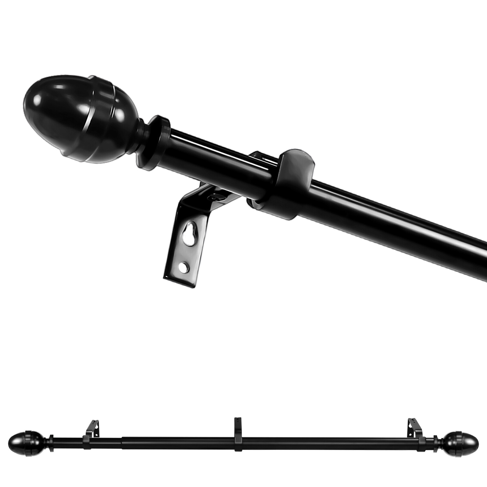 5/8″ Adjustable Acorn Single Drapery Curtain Rod,28”-48″/48″-84″/84″-120″
