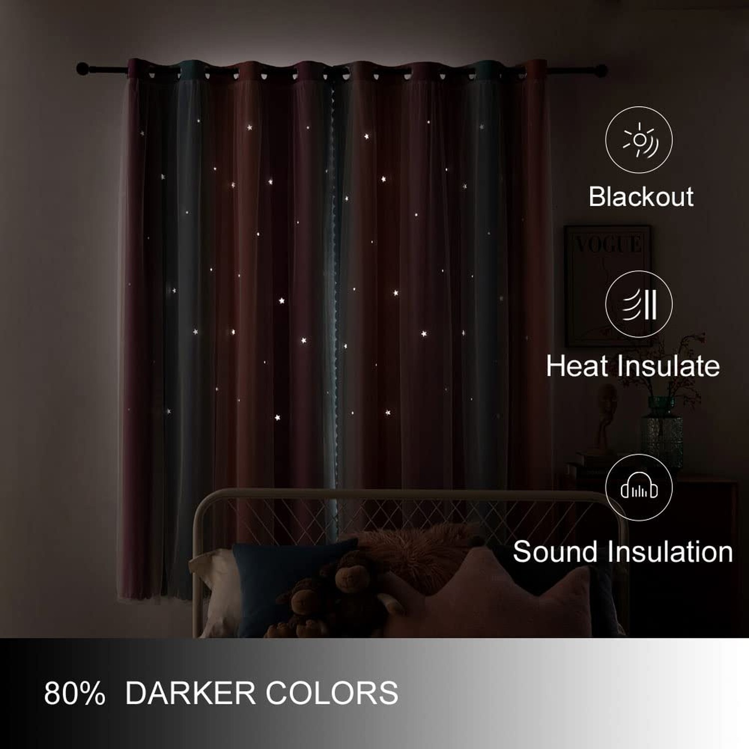 FANLI Ombre Rainbow Blackout Curtains for Kid Girls Bedroom Living Room Darki…