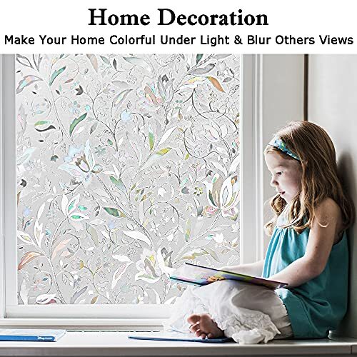Window Privacy Film, Vinyl Glass Covering, Stained 17.5In x 78.7In Clear