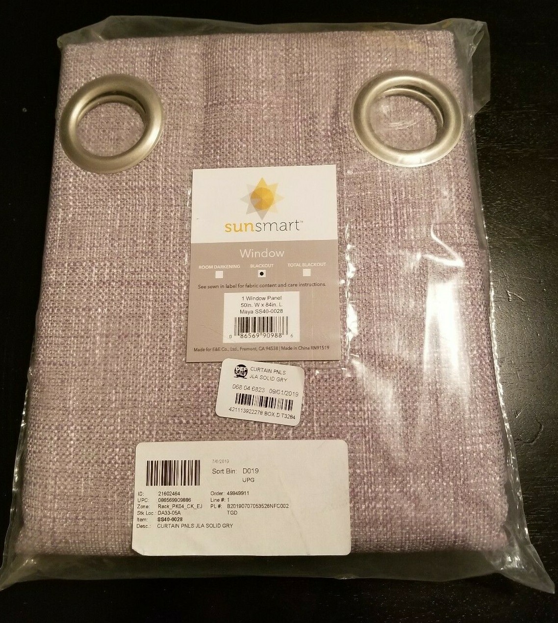 SunSmart Heathered Gray Printed Blackout Single Window 1 Curtain Panel 50W 84L