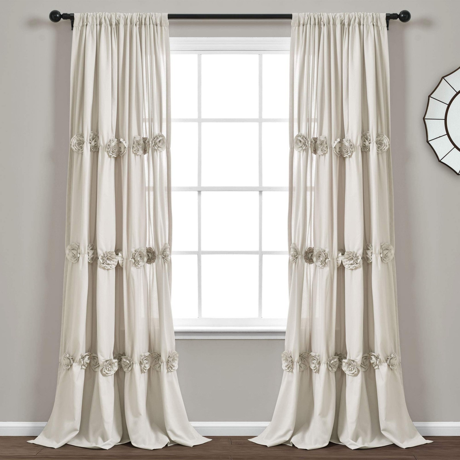 Lush Decor Darla Light Filtering Window 40″W x 84″L (Pack of 1), Neutral