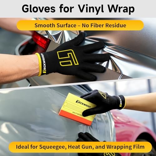 TECKWRAP Vinyl Wrap Gloves for Car Wrapping & Black * 5 Pairs (10 Gloves)
