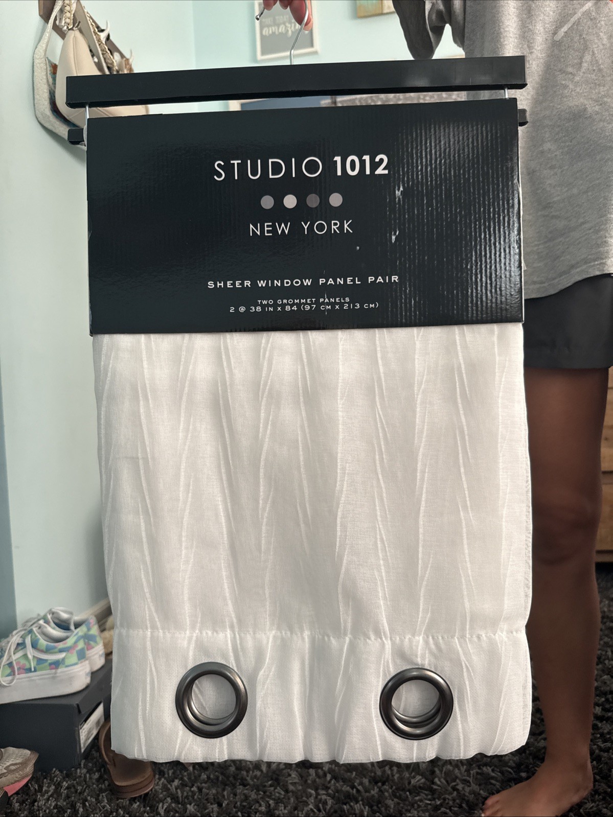 Sheer white window panel pair