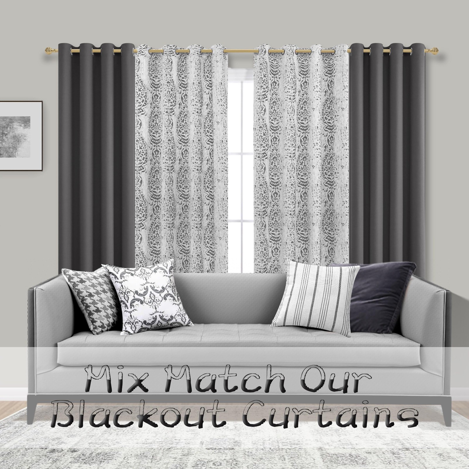 Mrs.Naturall Blackout Curtains for Bedroom, 52″ Wide x 63″ Length Thermal Ins…