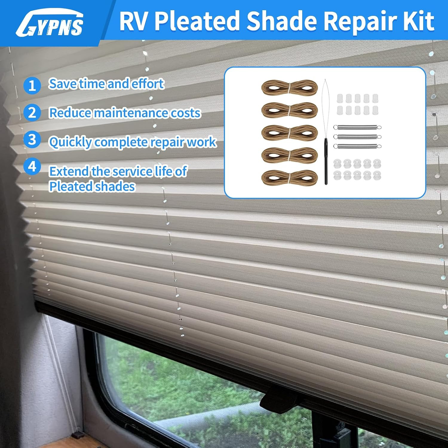 RV Pleated Shade Repair Kit Fit for Camper Blinds and Pleated Shade Downs Spool