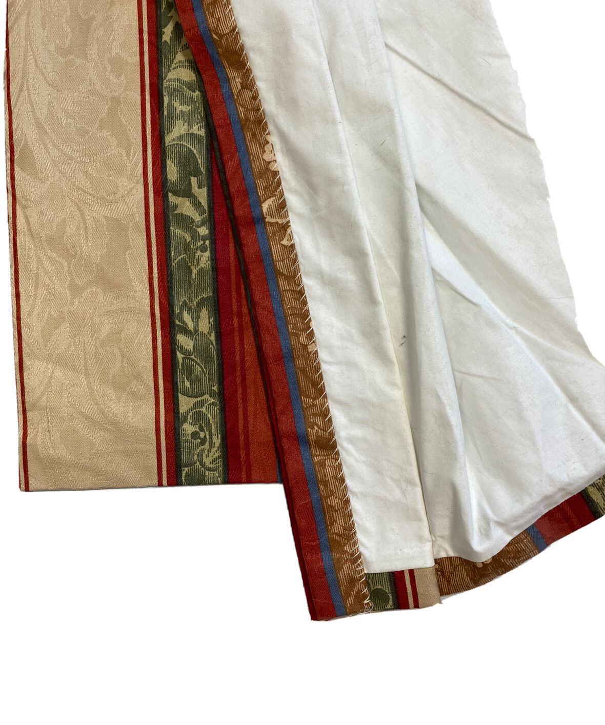 3 Custom Made Luxury Valances Window Treatments Curtains Red Green Stripe Design