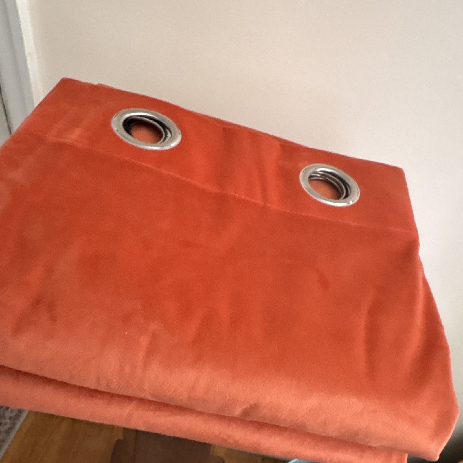 Burnt Orange Velvet Blackout Grommet Curtain 4 Panels 52 x 96”in Thermal Lined