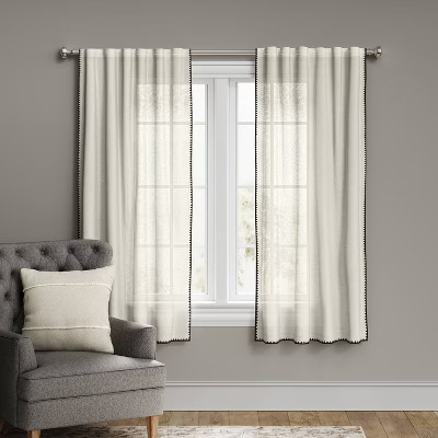 1pc 54″x95″ Light Filtering Stitched Edge Window Curtain Panel Off White –
