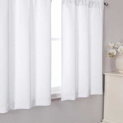 Cafe Curtains Tier 36 Inch Length 2 Panels 30″W x 36″L (Pack of 2) Pure White