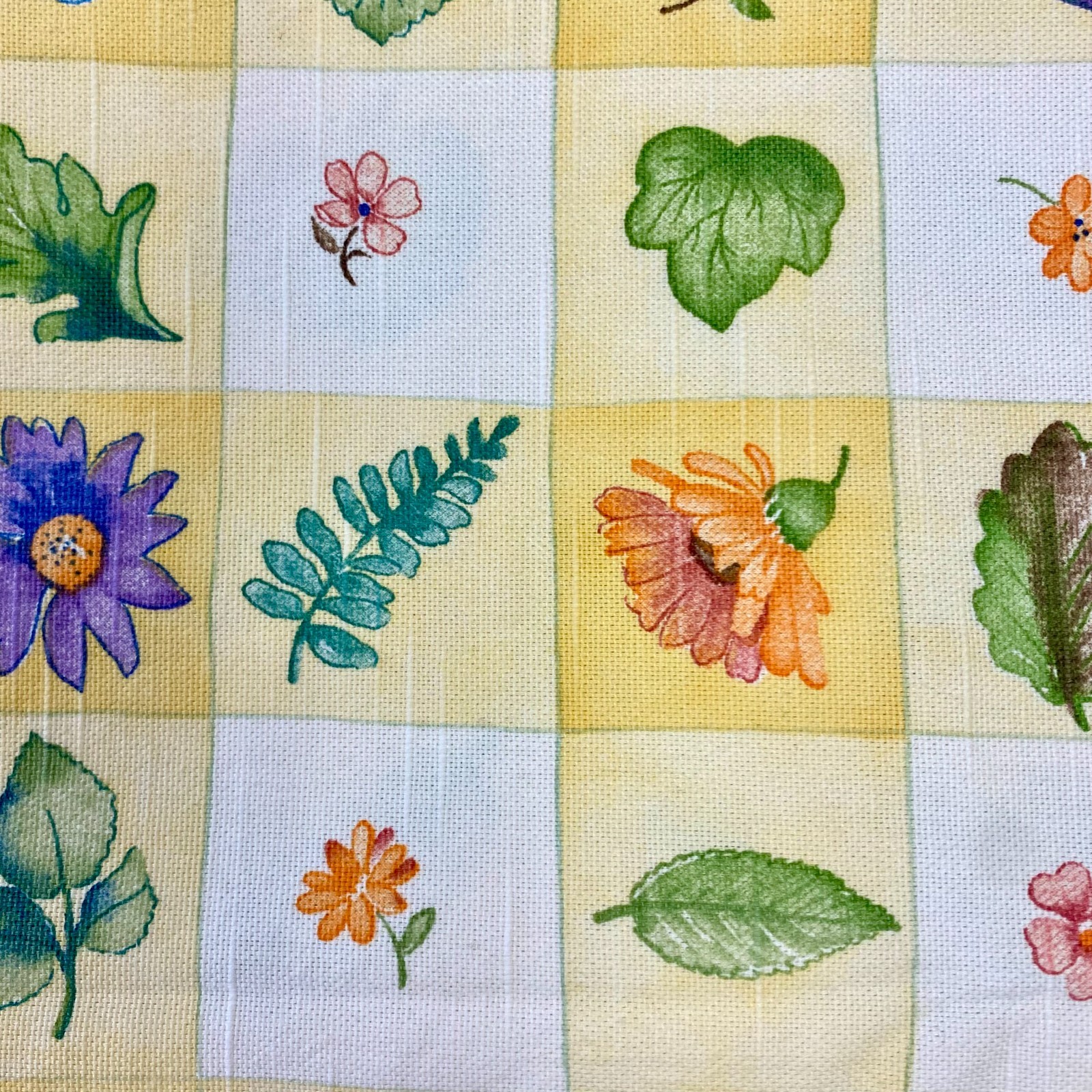 Waverly Valances Yellow Check with Pastel Floral Cottagecore