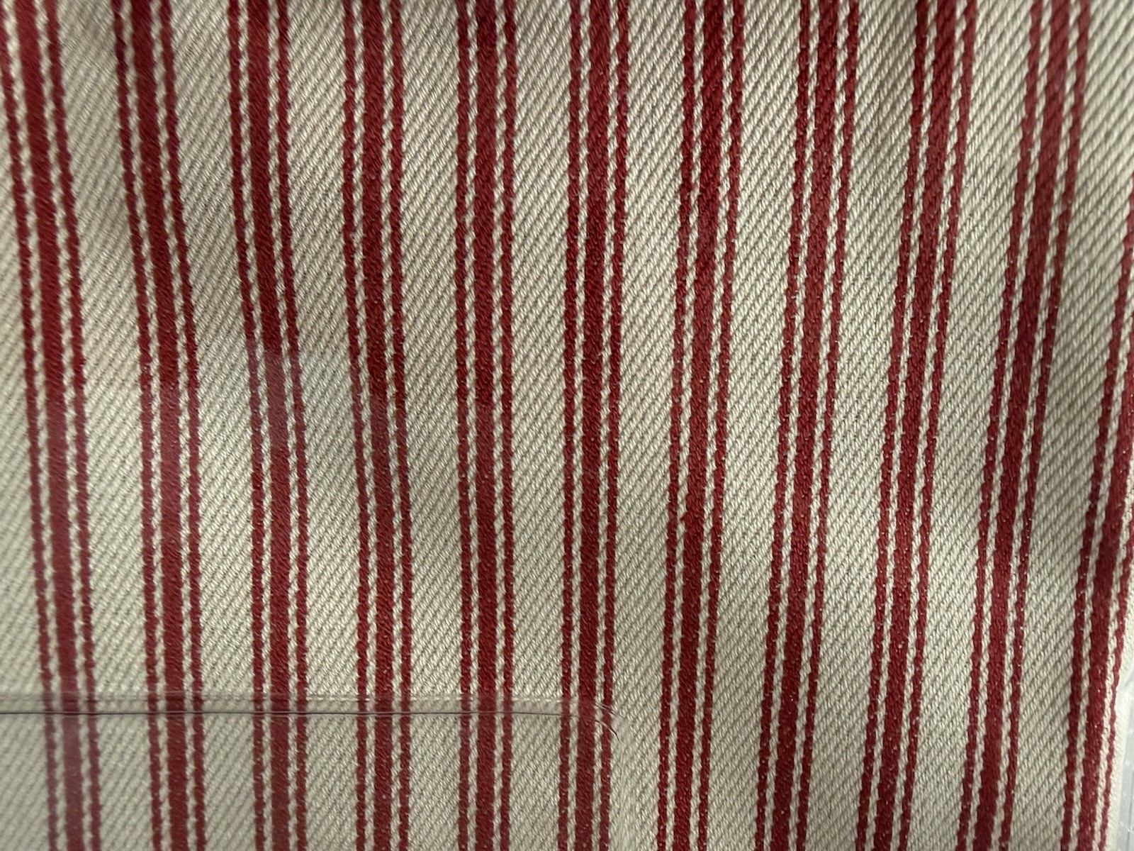 Pottery Barn Red Ticking Stripe Cafe Valance 44×13” Pole Pocket