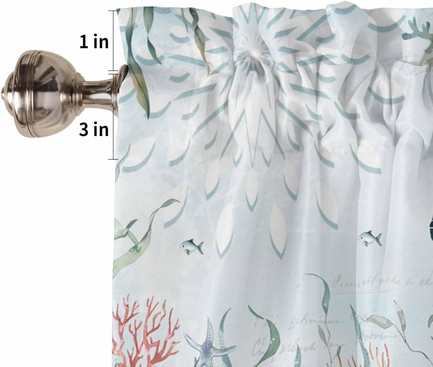 Teal Blue Turtle Coastal Valances Window Treatment Farmhouse Decor, Summer Be…