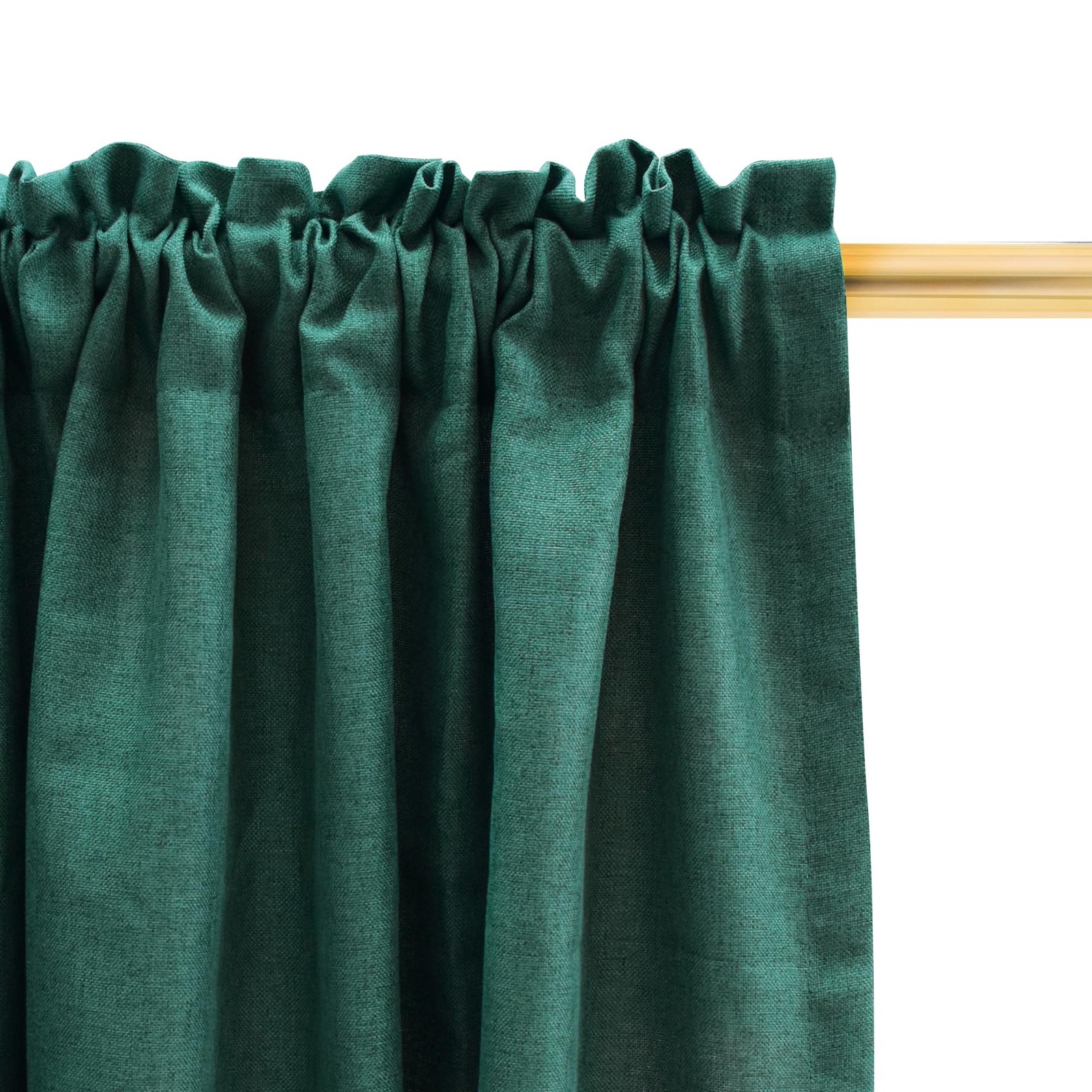 2 Pieces Valance Dark Green Curtains 18 inches Long Linen Textured Bathroom P…