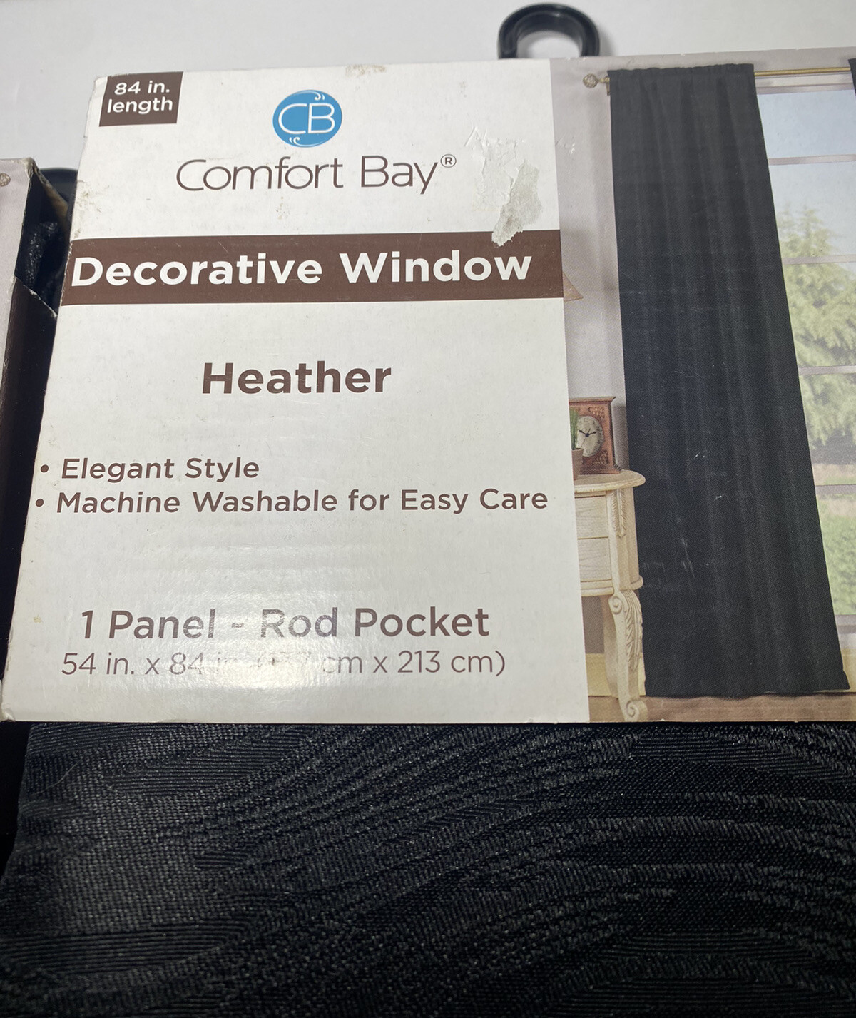 2 Panels Black Heather Curtains Size 54” × 84” Long Each Panel