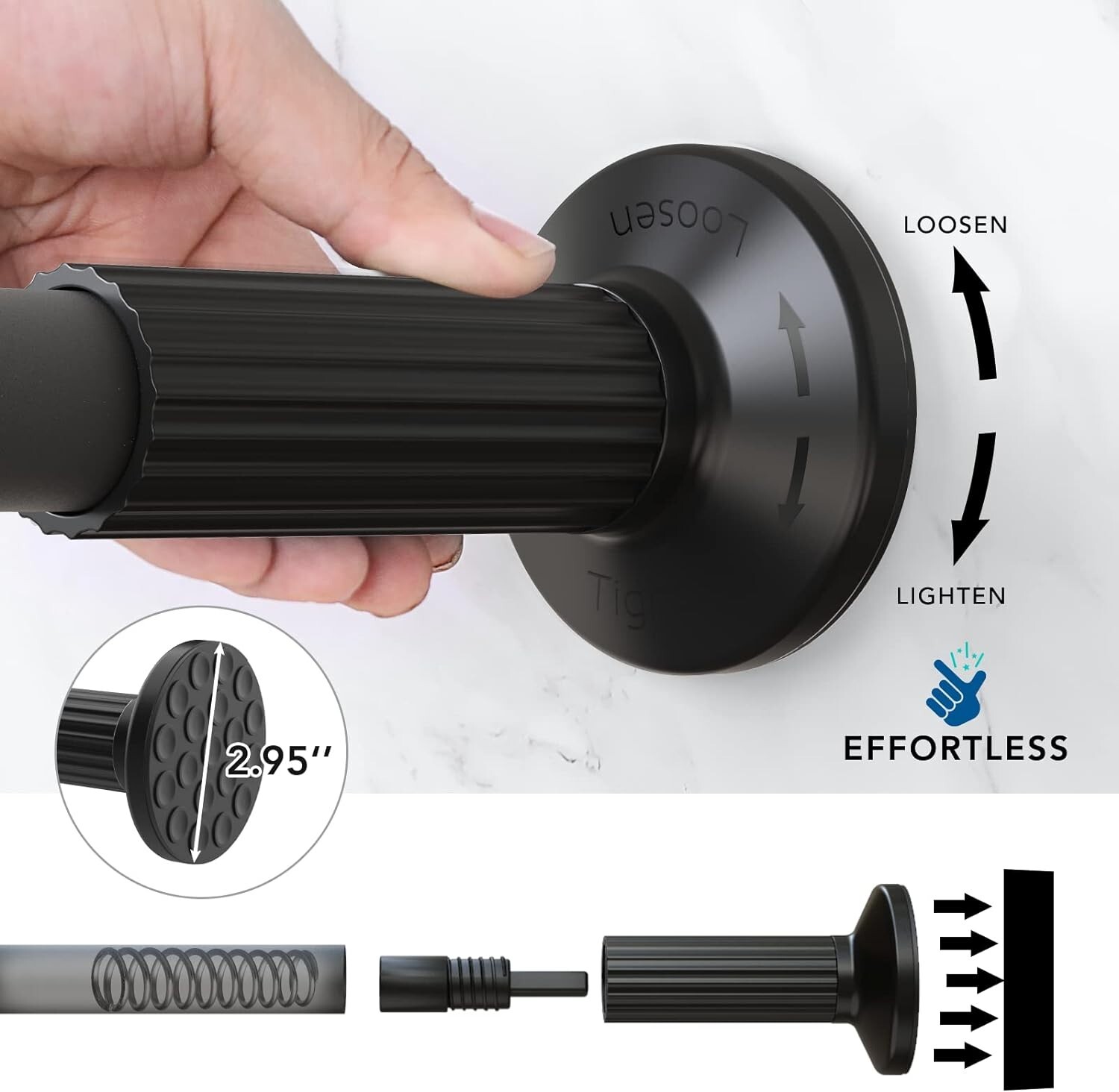 Multi-Purpose Spring Tension Rod 51-165 Inch for Windows & Showers, Easy Install