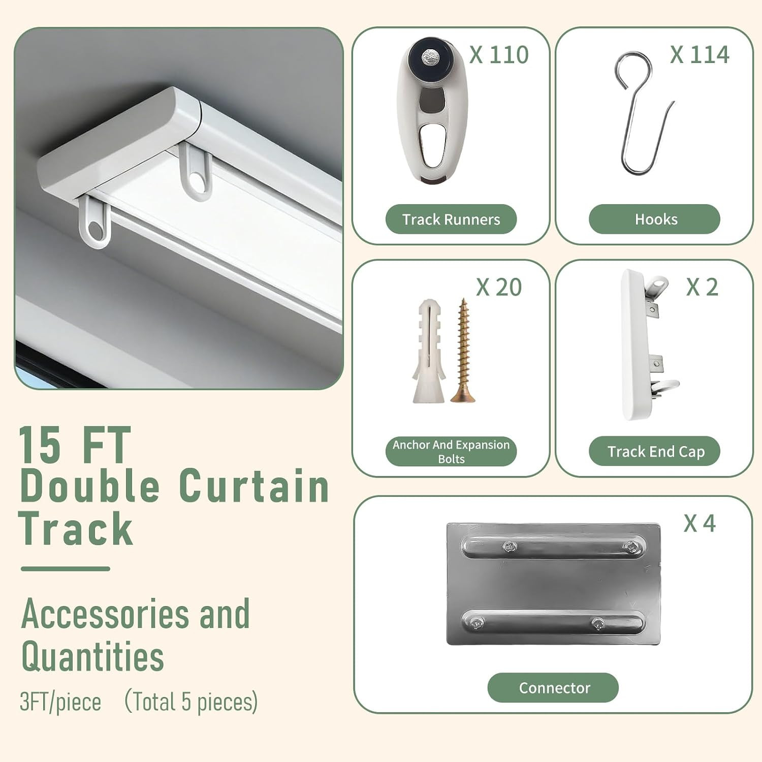 Double Curtain Track Ceiling Mount White New Model Double Track Curtain Rail Set