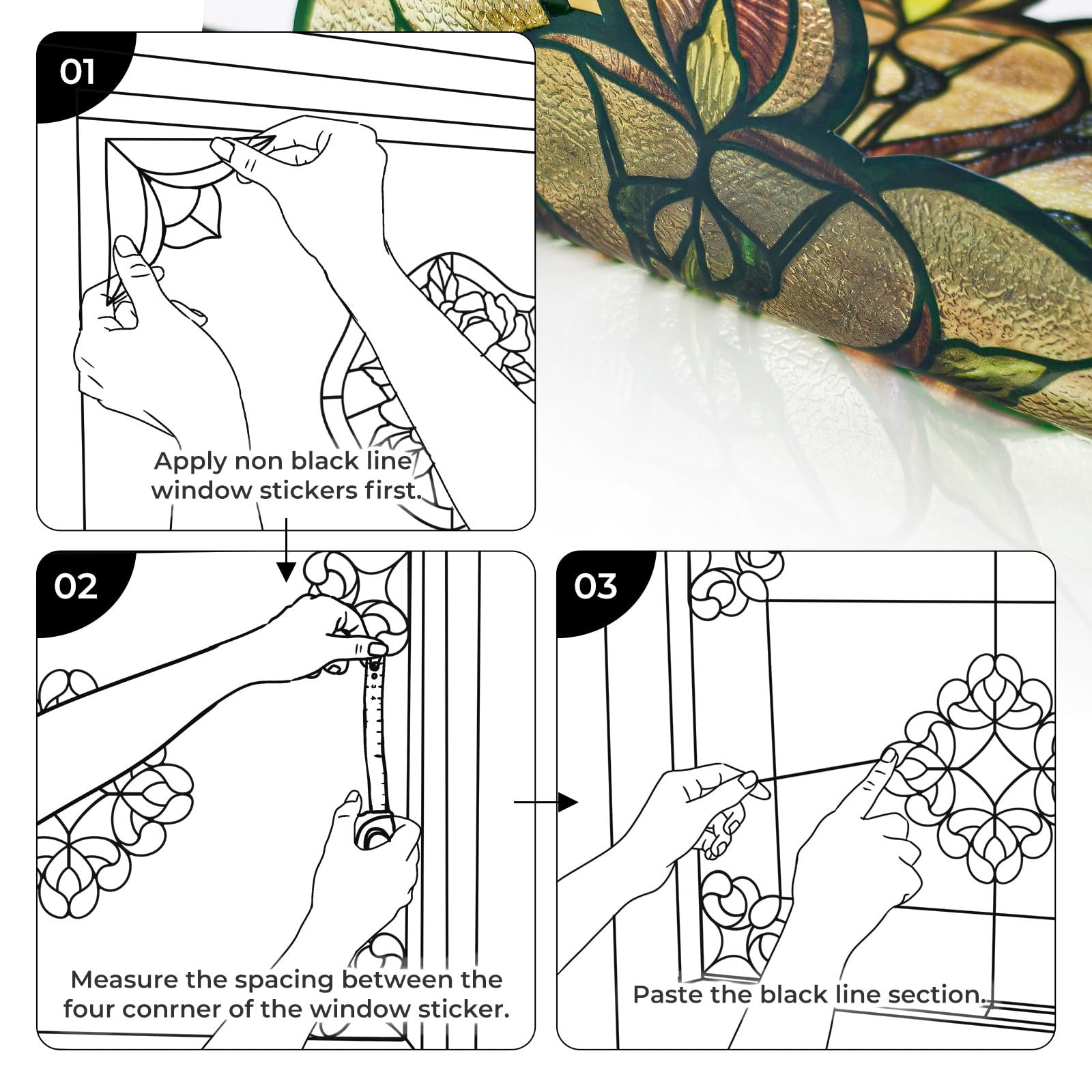 Window Stickers, ‌Stained Glass Window Privacy Film, UV Blocking Static Cling…